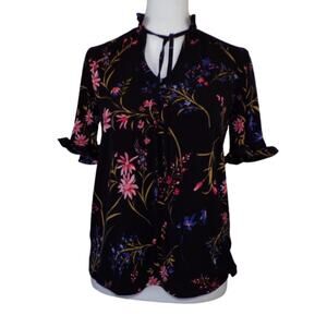Catherine Malandrino Flowery Top Ruffled Sleeves Neck, Size XS NWT